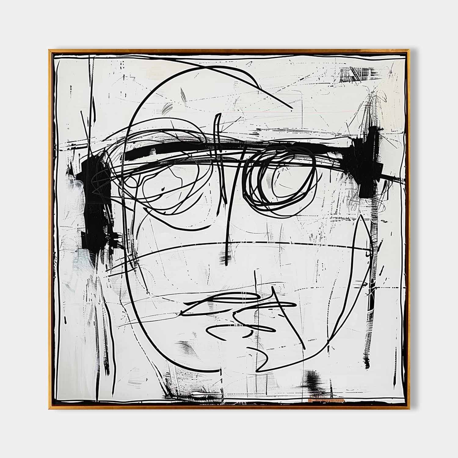 Abstract Expressionist Black White Face Painting