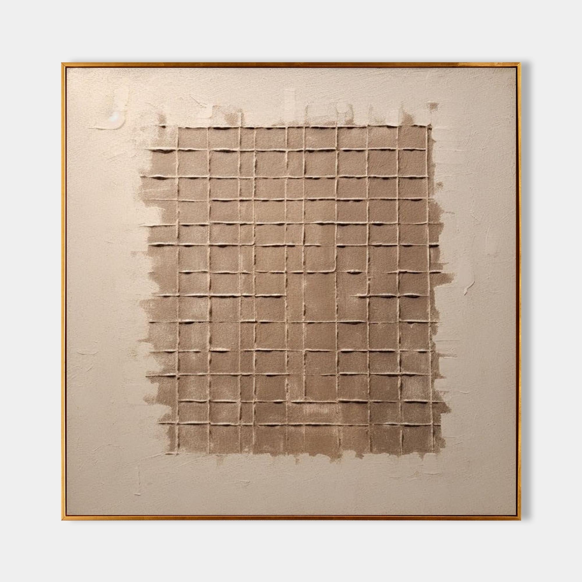 Wabi-Sabi Grid Texture Bas-Relief Painting