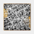 Tactile Web Oil Painting Black White Gold Bold