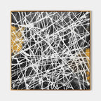 Tactile Web Oil Painting Black White Gold Bold