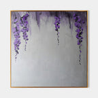 Textured Wisteria Flower Oil Painting Purple Blooms