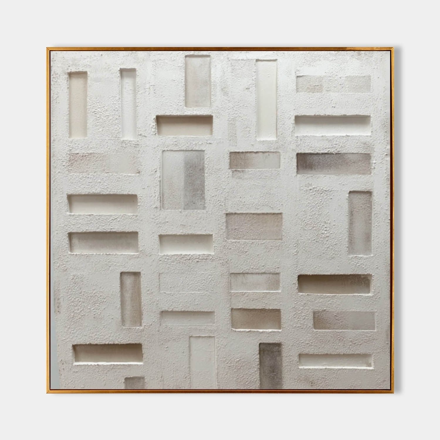 Wabi-Sabi Geometric Bas-Relief Painting