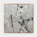 Tactile Floral Oil Painting Purple Blooms Beige Backdrop