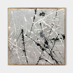 Tactile Floral Oil Painting Purple Blooms Beige Backdrop