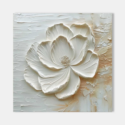 3D White Peony Impasto Painting