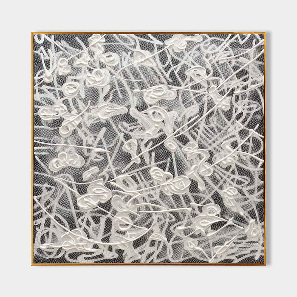 Textured Monochrome Relief Oil Painting 3D Strokes