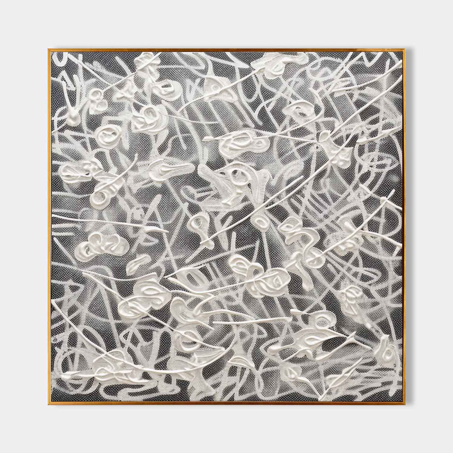 Textured Monochrome Relief Oil Painting 3D Strokes
