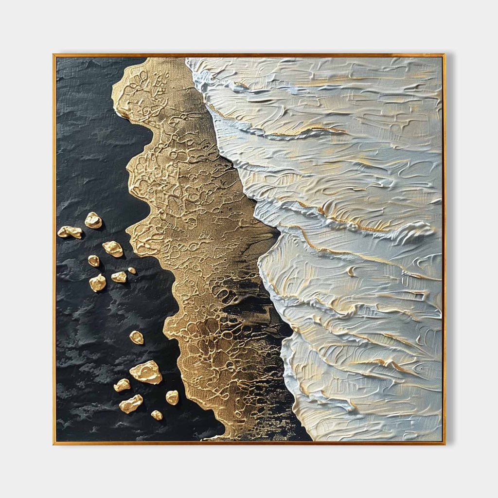 Plaster Art Texture Luxury Gold Accent Abstract Painting