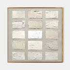 Wabi-Sabi Textured Neutral Tone Grid Oil Painting