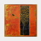 Abstract Golden Bud Orange Geometric Painting