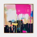 Vibrant Pink Drip Abstract Expressionist Painting