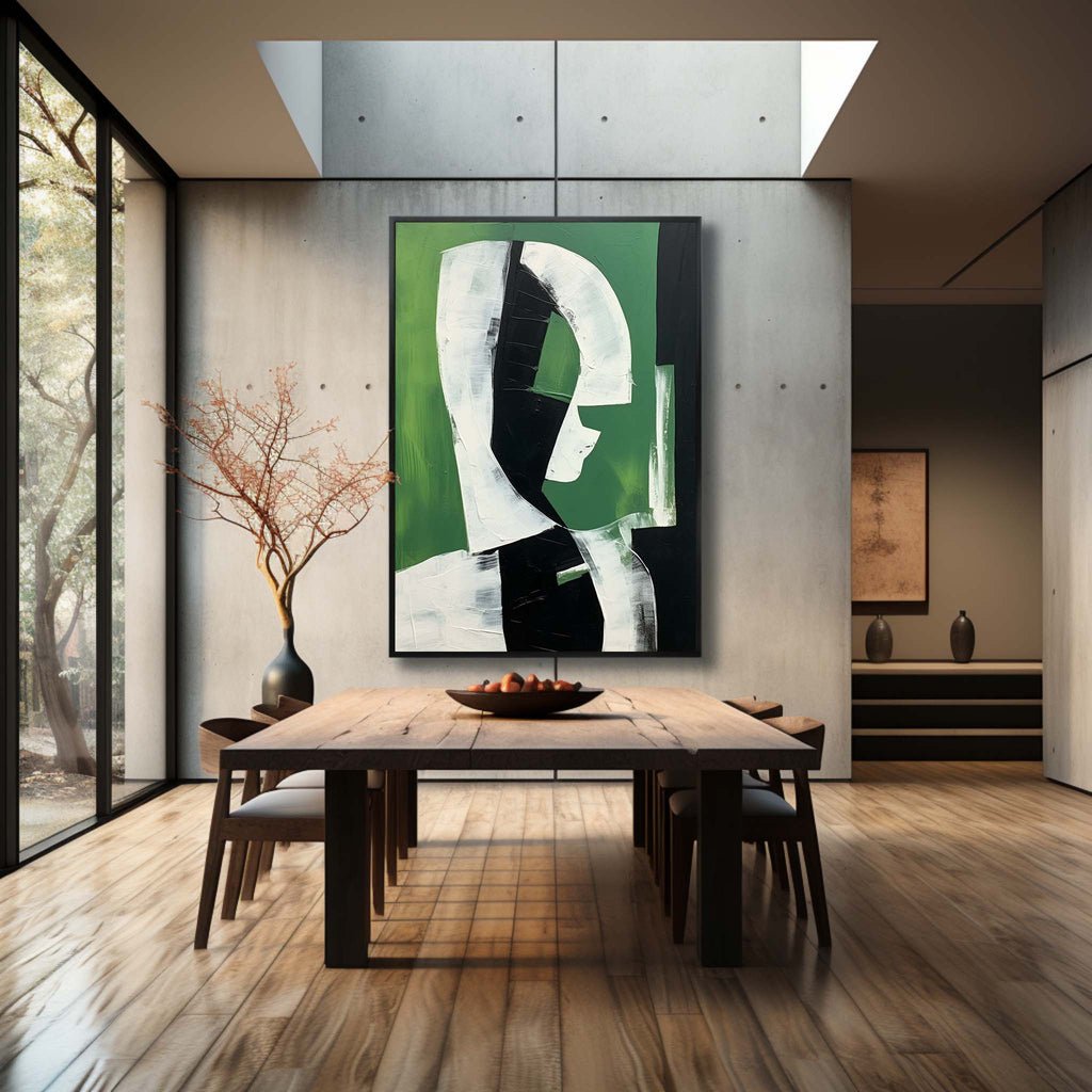 Dark Green Minimalist Figure Wall Art Luxury Decor