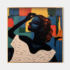 Vibrant Cubist Portrait of a Woman Painting