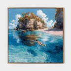 Tropical Snorkeling Cove Impasto Painting