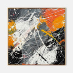 Wall Art Abstract Bold Orange Accent Blocks Expressionism