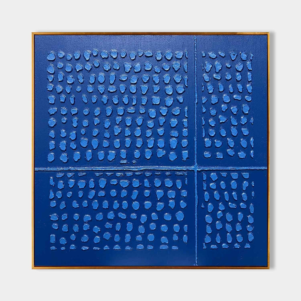 Textured Indigo Blue Dot Relief Painting