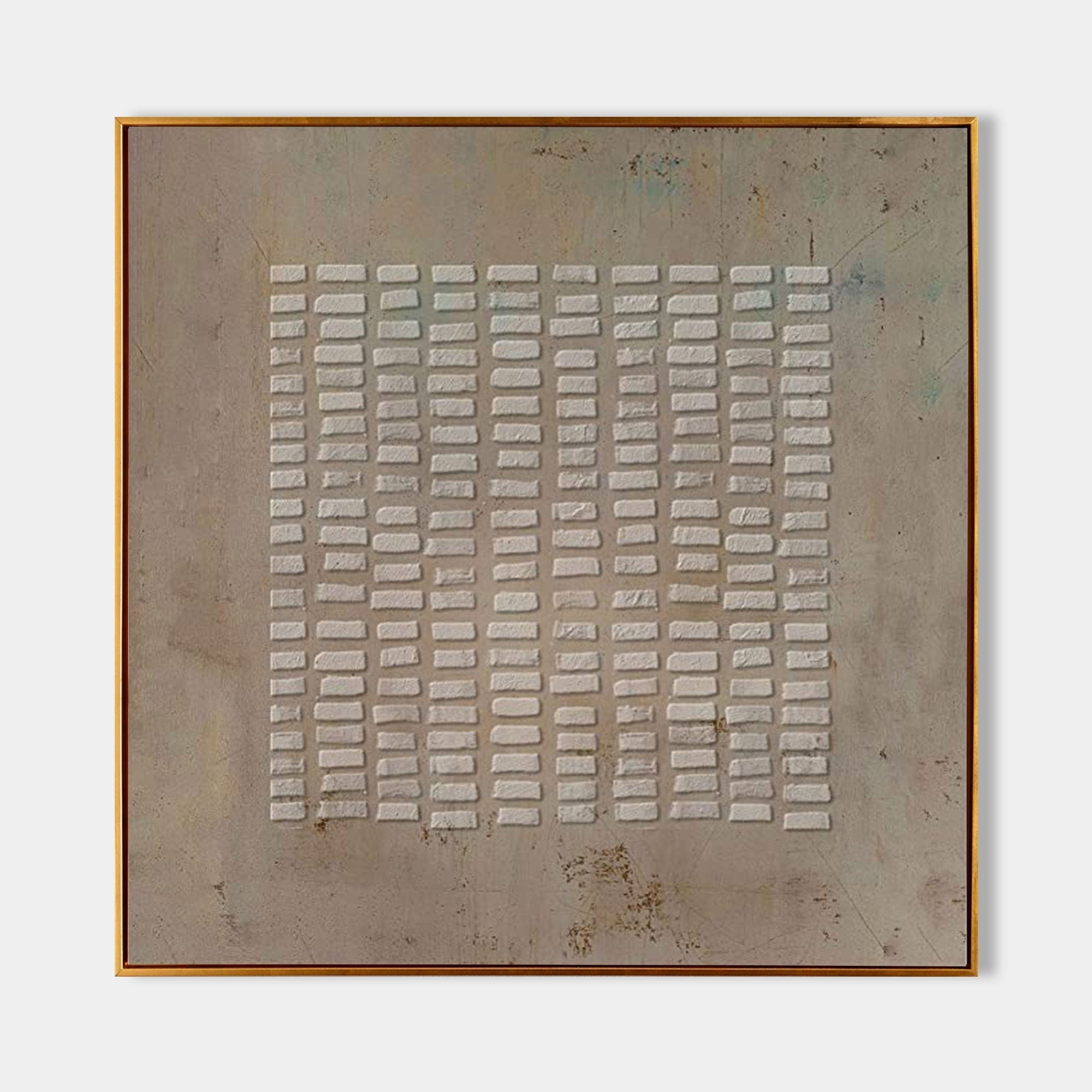 Minimalist 3D Textured Grid Painting Neutral Wall Art