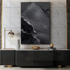 Monochrome Mountain Landscape Impasto Painting