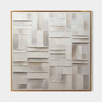 Wabi-Sabi Geometric Bas-Relief Painting