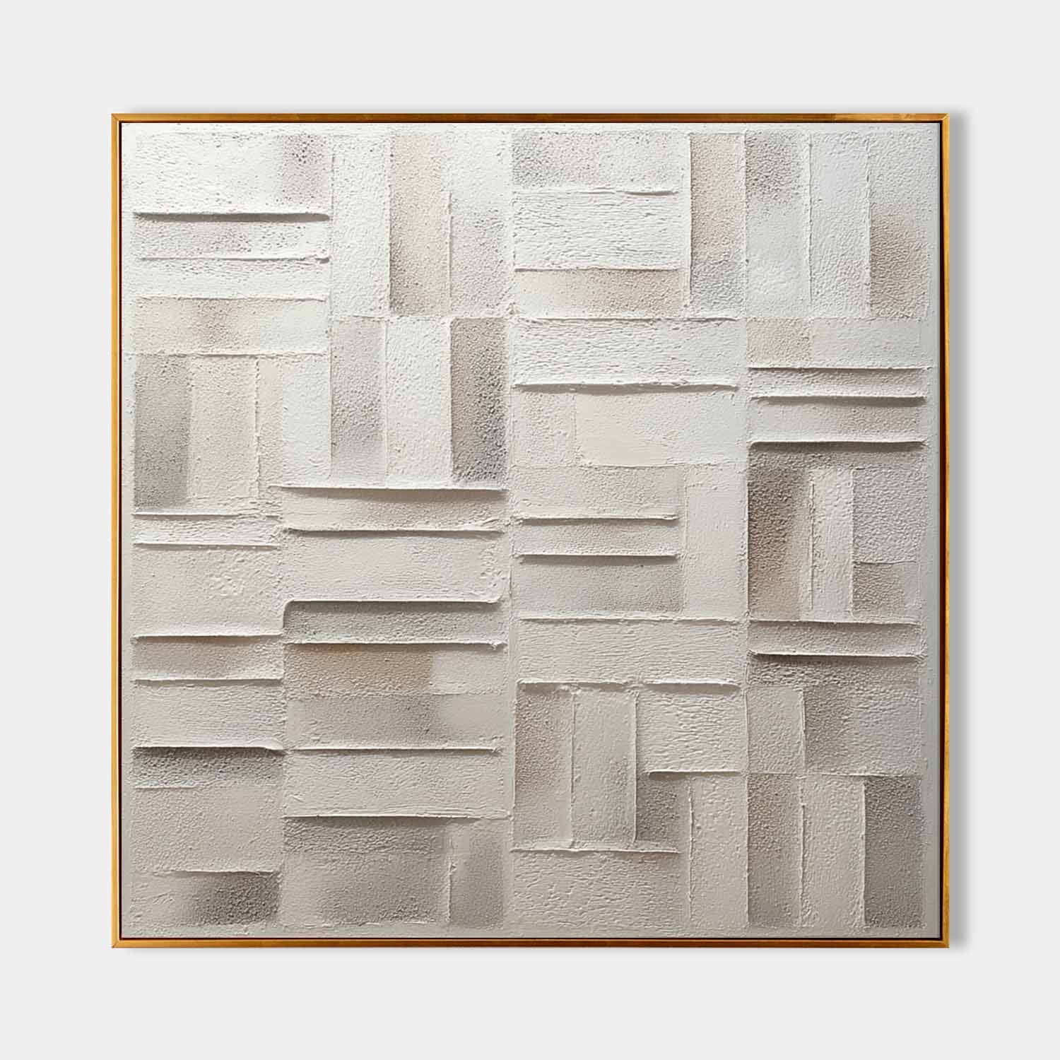 Wabi-Sabi Geometric Bas-Relief Painting