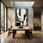 Dark Green Minimalist Expressive Figure Wall Art