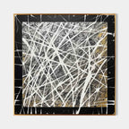 Tactile Black Gold Oil Painting White Web-Lines Textures