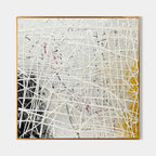 Tactile Neutral Oil Painting White Web-Lines Gold & Pink