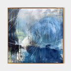 Wall Art Abstract Blue Water Linear Modern