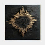 Black Gold Abstract Geode Bas-Relief Painting