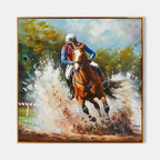 Equestrian Cross-Country 3D Impasto Painting