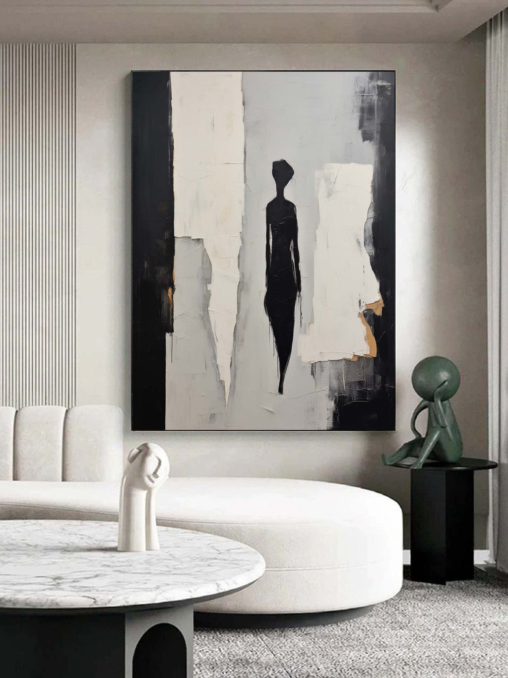Contemporary Minimalist Textured Silhouette Figure Painting