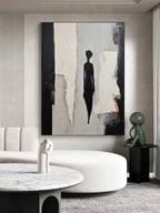Contemporary Minimalist Textured Silhouette Figure Painting