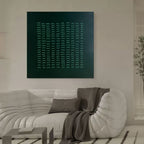 Wabi-Sabi Wall Art Dark Green Textured Grid Abstract Painting