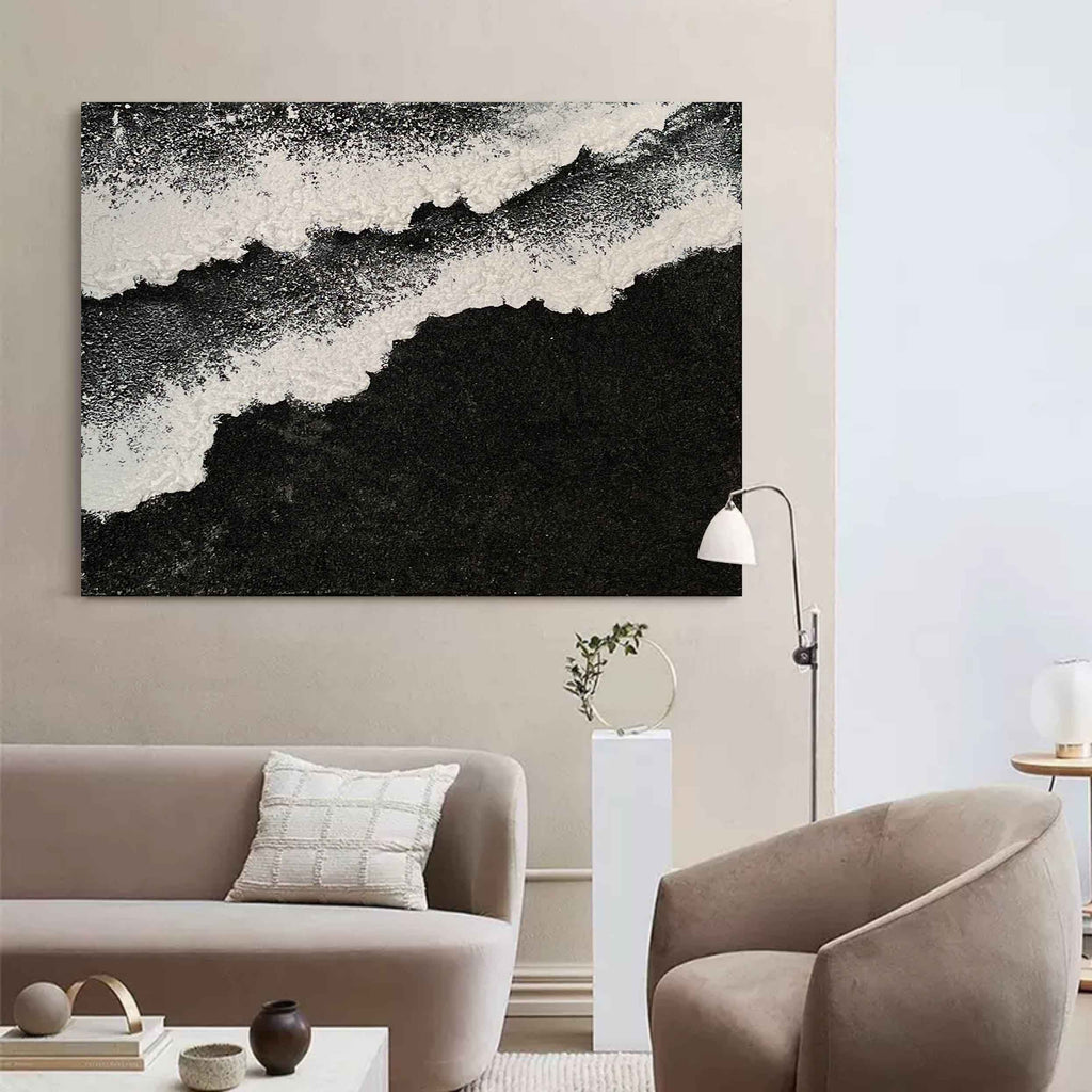 Black And White Wave Textured Wall Art