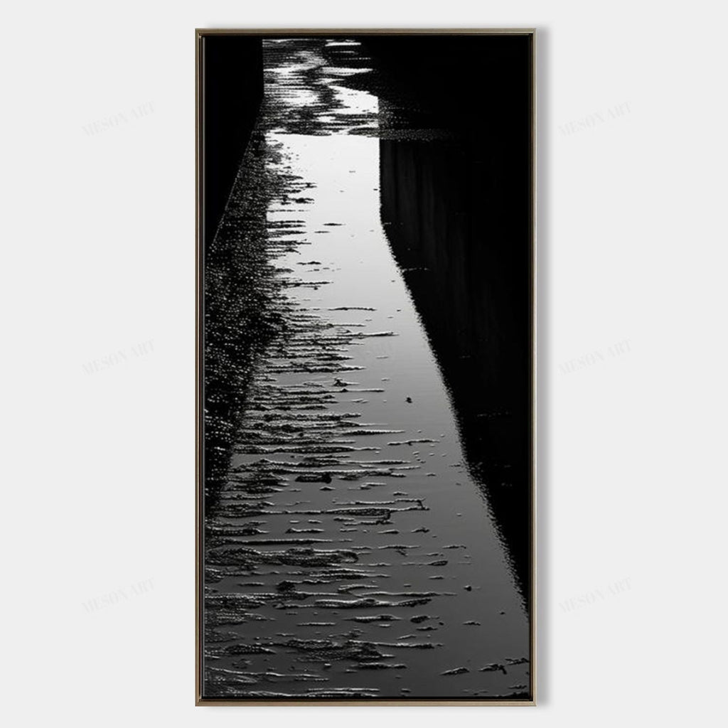 Monochrome Textured Reflective Landscape Oil Painting