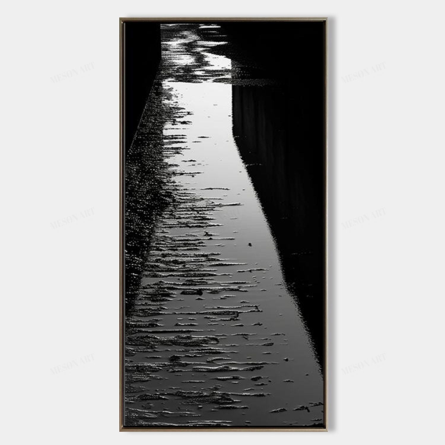 Monochrome Textured Reflective Landscape Oil Painting