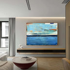 Coastal Landscape Painting Textured Modern Wall Art
