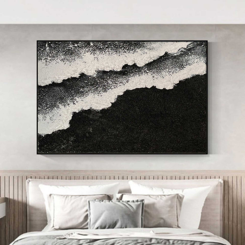 Black And White Wave Textured Wall Art