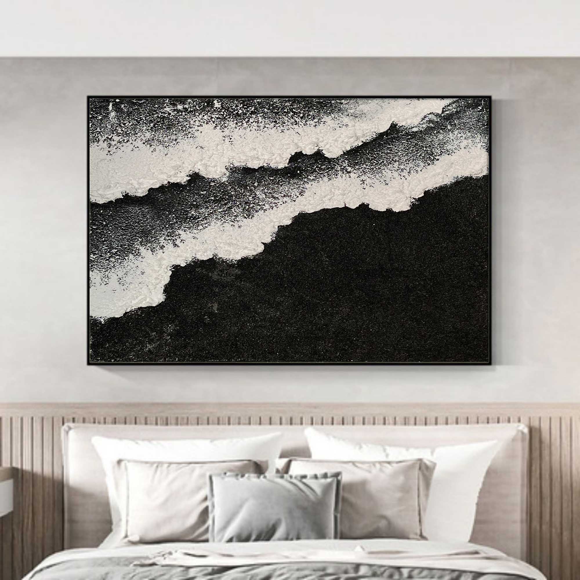 Black And White Wave Textured Wall Art