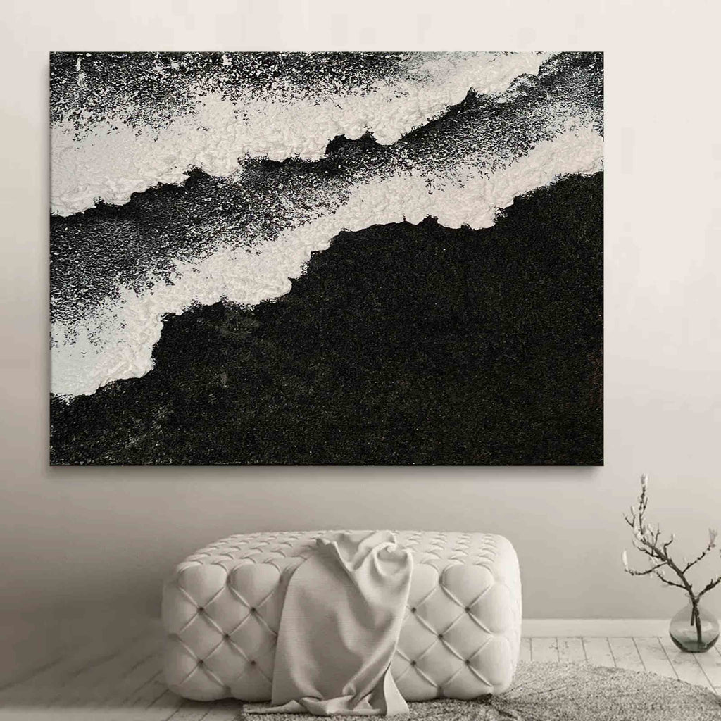 Black And White Wave Textured Wall Art