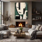 Dark Green Minimalist Expressive Figure Wall Art