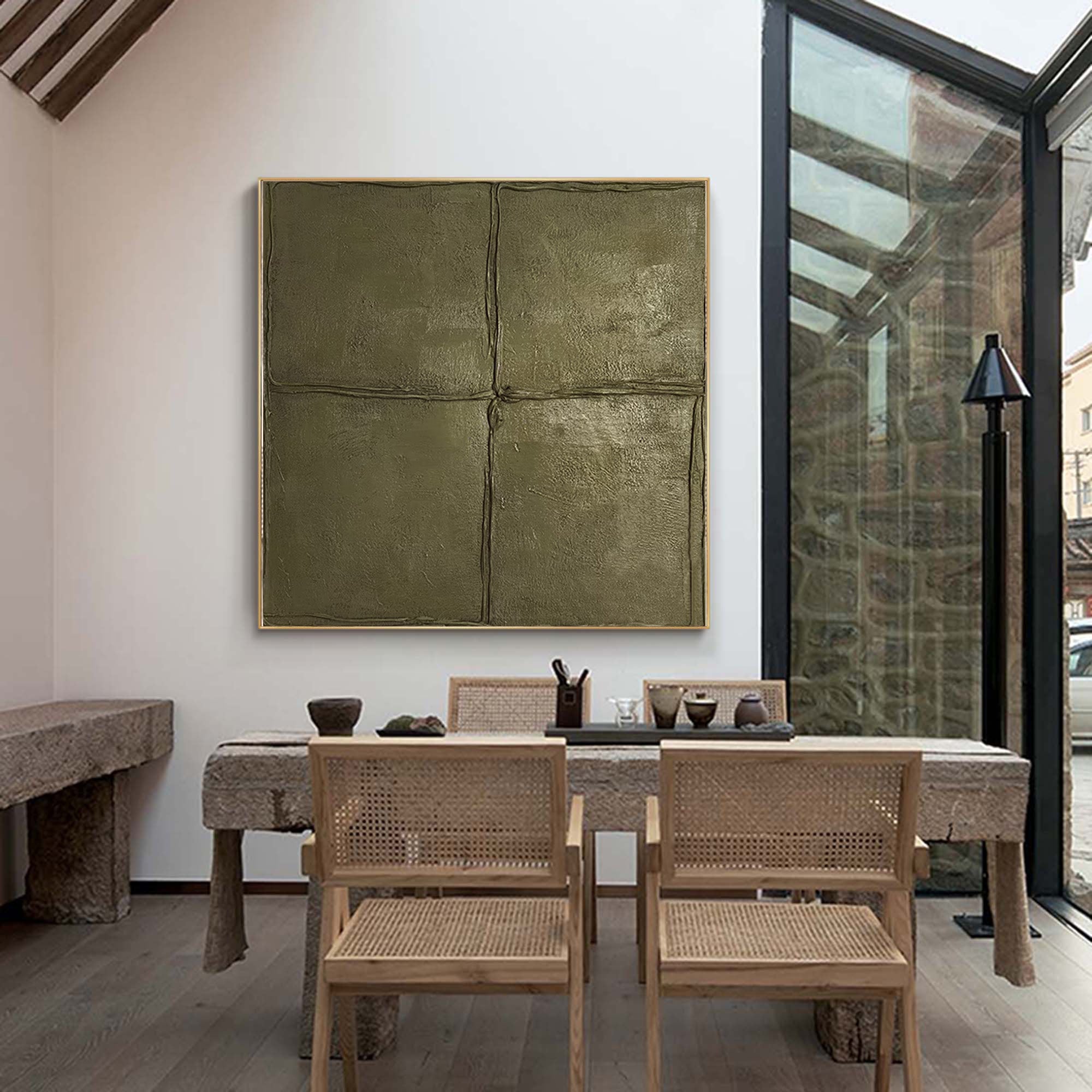 Four Square Minimalist 3D Textured Painting