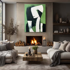 Dark Green Black White Abstract Figure Wall Art