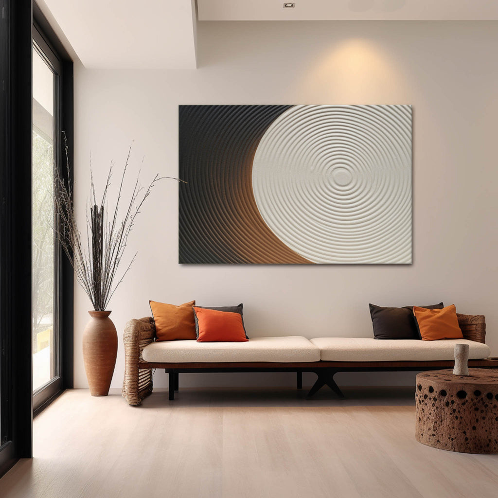 Eclipse Inspired Textured Circles Relief Painting