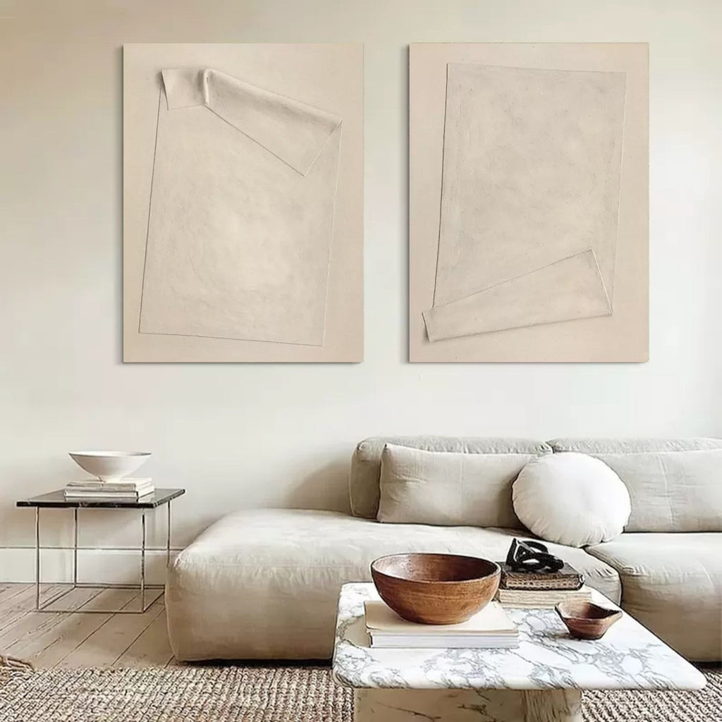 Monochrome Folded Paper Effect Oil Painting