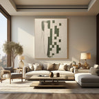 Emerald Green Checkered Abstract Painting