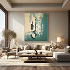 Teal Blue Abstract Geometric Textured Wall Art