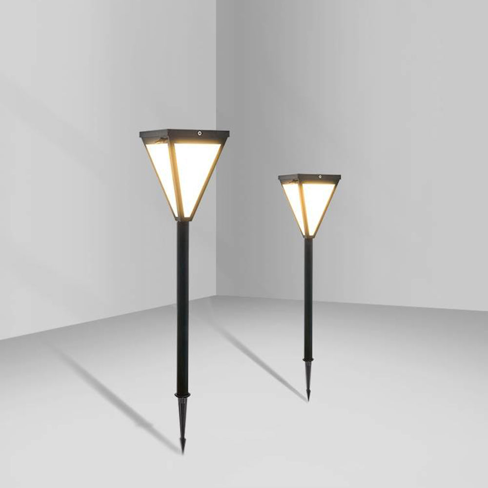 Ray Modern Metal Tapered Solar Outdoor Path Light, Black