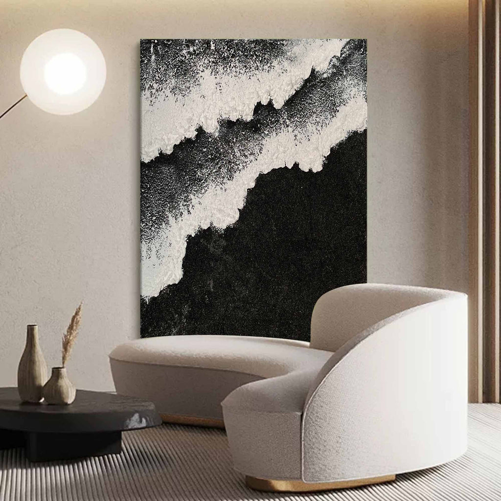 Plaster Art Black White Textured Painting