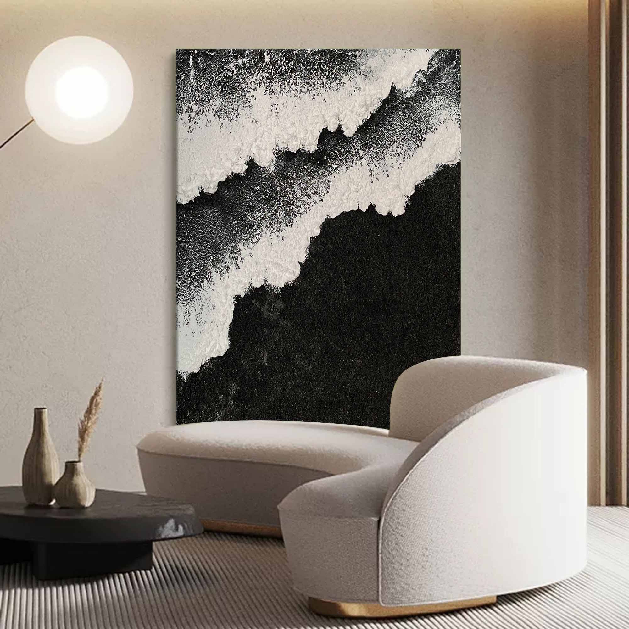 Black And White Wave Textured Wall Art
